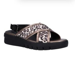 Geox Wembley Cheetah Print across Over Italian Patent Sandals Size 8